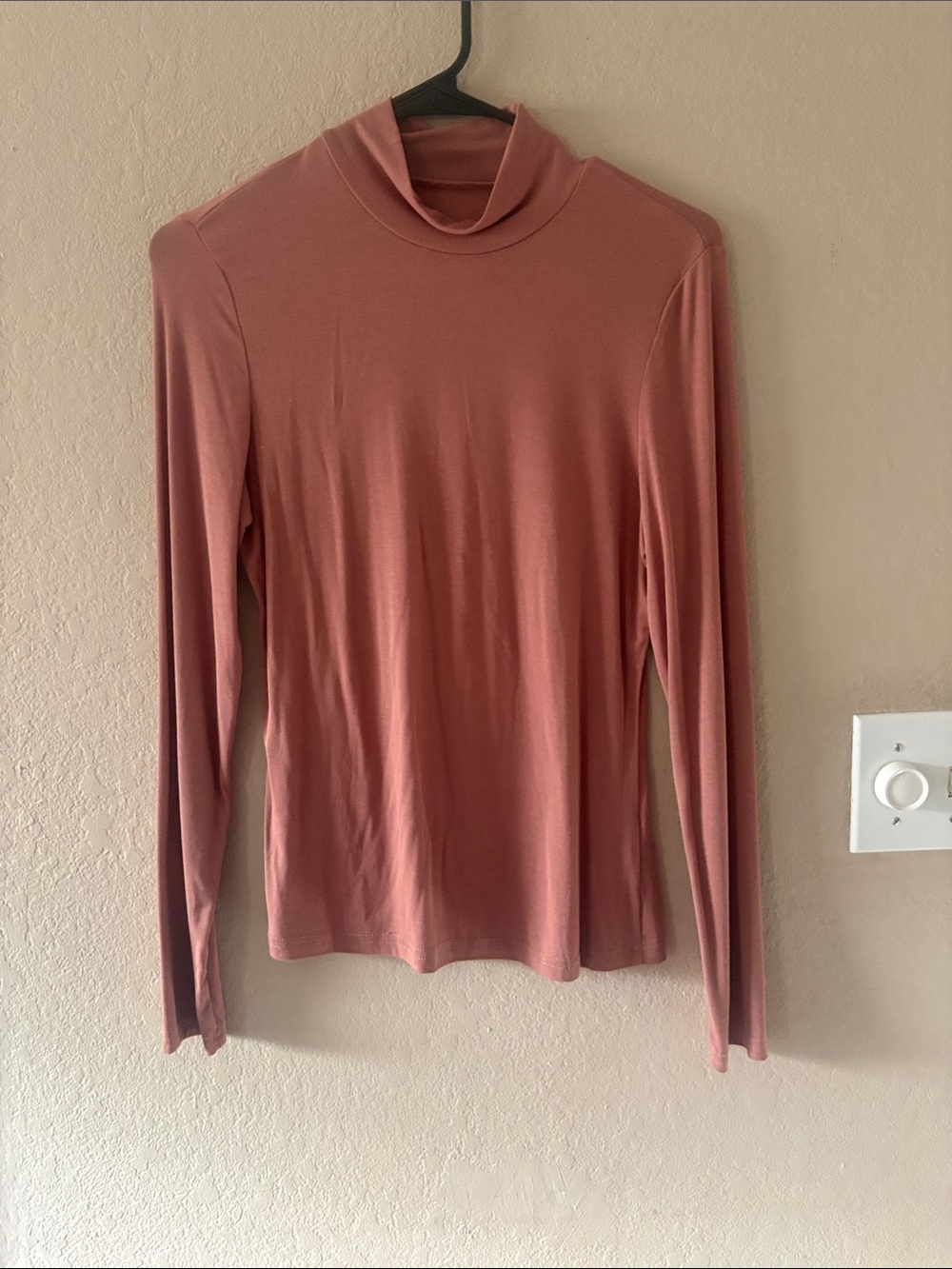 JustFab Long Sleeve Mock Neck Top - Dusty Rose Pink